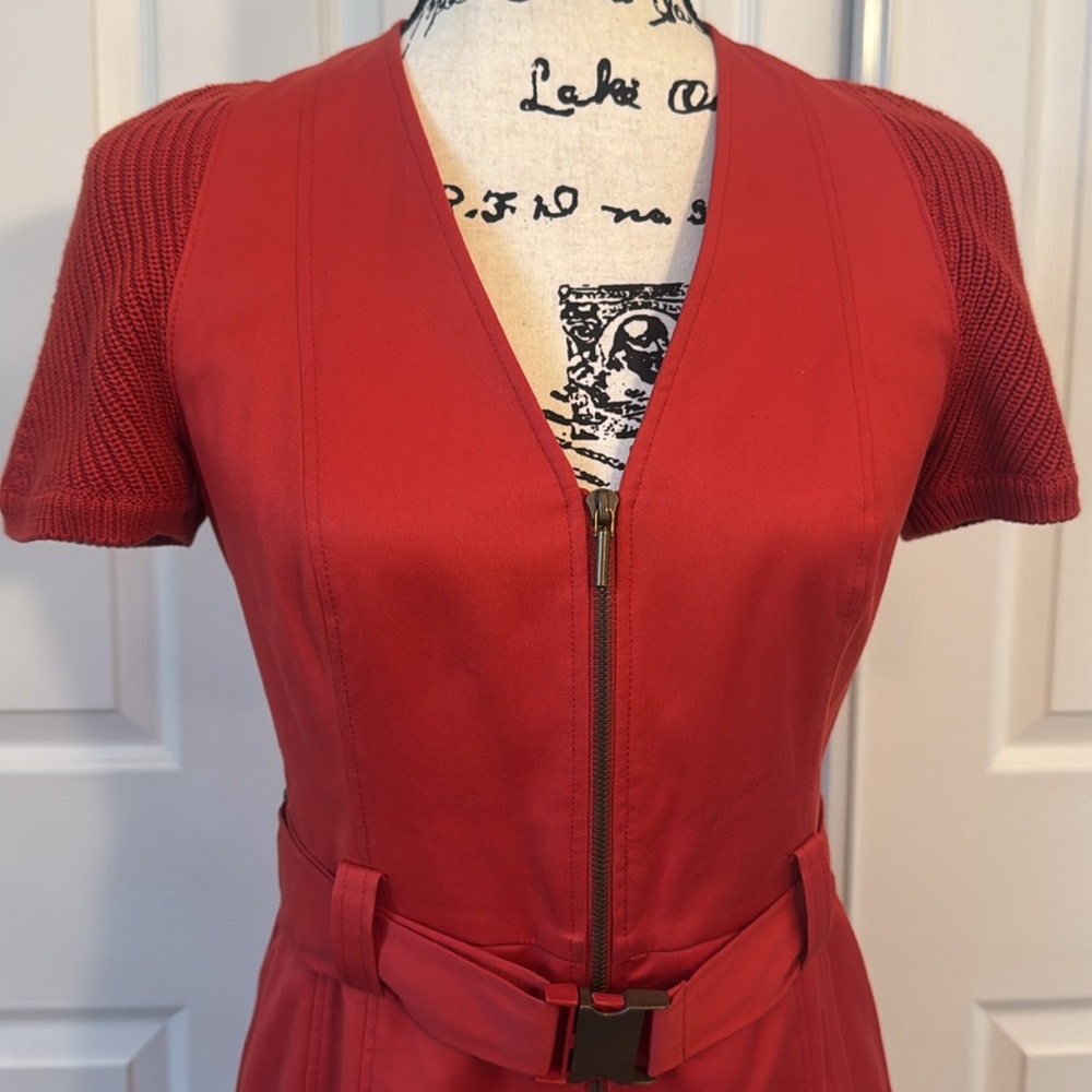 Akris Punto orange/red belted dress - Picture 2 of 11